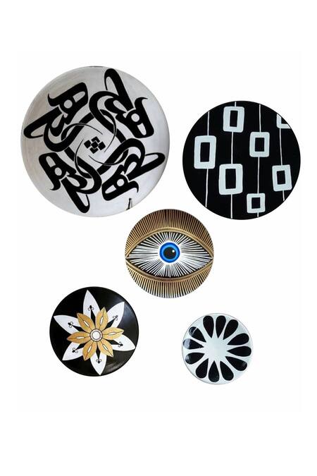 The Art House_Multi Color Canvas Digital Print Abstract Painting Set Of 5_Online_at_Aza_Fashions