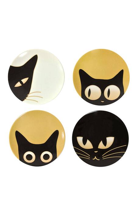 The Art House_Multi Color Canvas Handmade Cat Painting Set Of 3_Online_at_Aza_Fashions