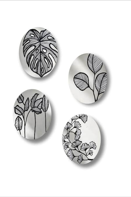 Shop_The Art House_Multi Color Canvas Digital Print Leaf Painting Set Of 4_Online_at_Aza_Fashions