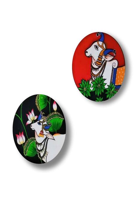 Shop The Art House Multi Color Canvas Digital Print Pichwai Painting Set Of 2 Online at Aza Fashions Shop_The Art House_Multi Color Canvas Digital Print Pichwai Painting Set Of 2_Online_at_Aza_Fashions