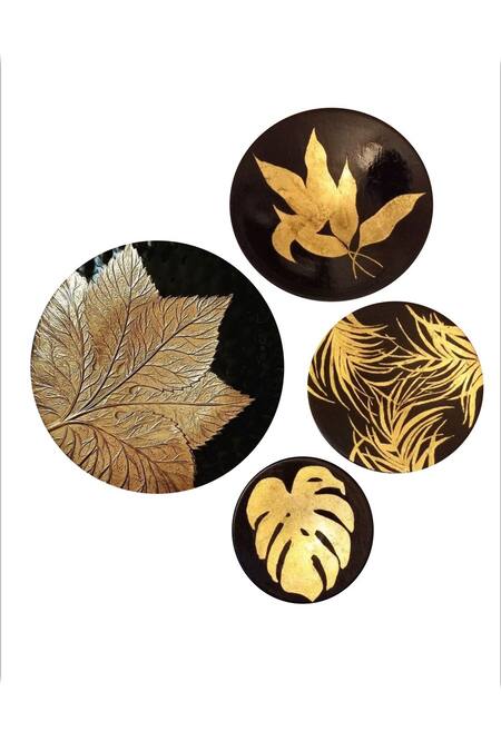 The Art House_Multi Color Canvas Digital Print Leaf Painting Set Of 4_Online_at_Aza_Fashions