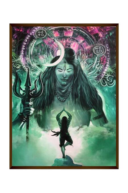 The Art House_Multi Color Canvas Digital Print Lord Mahadev Painting_Online_at_Aza_Fashions