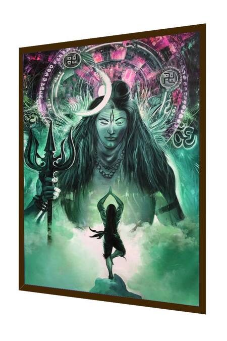 Shop_The Art House_Multi Color Canvas Digital Print Lord Mahadev Painting_Online_at_Aza_Fashions