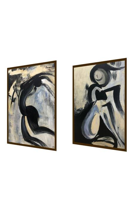 Shop The Art House Multi Color Canvas Digital Print Abstract Painting Set Of 2 Online at Aza Fashions Shop_The Art House_Multi Color Canvas Digital Print Abstract Painting Set Of 2_Online_at_Aza_Fashions