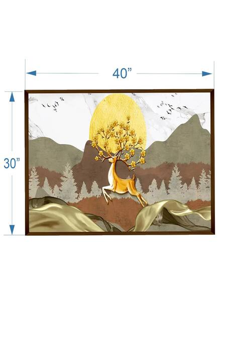 Buy_The Art House_Multi Color Canvas Digital Print Deer Abstract Painting_Online_at_Aza_Fashions