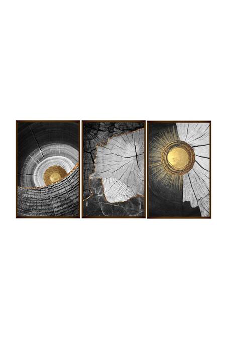 The Art House_Multi Color Canvas Handmade Abstract Painting Set Of 3_Online_at_Aza_Fashions