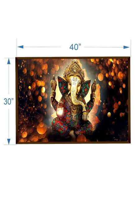 Shop_The Art House_Multi Color Canvas Handmade Abstract Lord Ganesha Painting_Online_at_Aza_Fashions