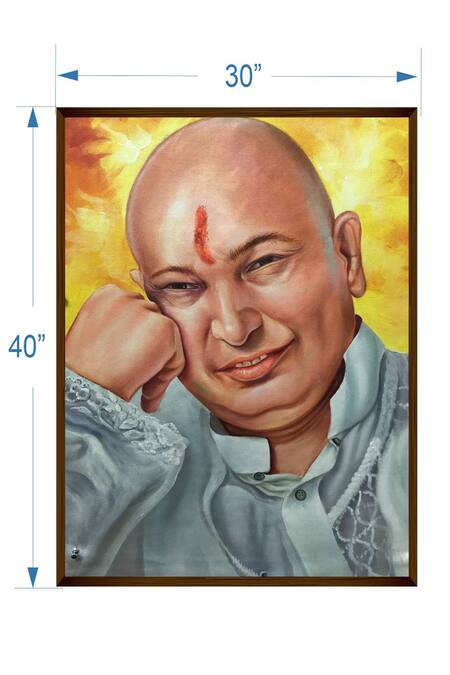 Shop_The Art House_Multi Color Canvas Digital Print Guruji Portrait Painting_Online_at_Aza_Fashions