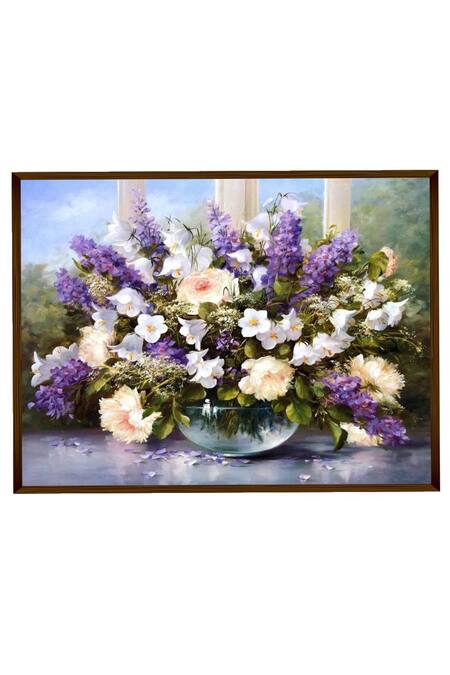 The Art House_Multi Color Canvas Handmade Abstract Flower Pot Painting_Online_at_Aza_Fashions