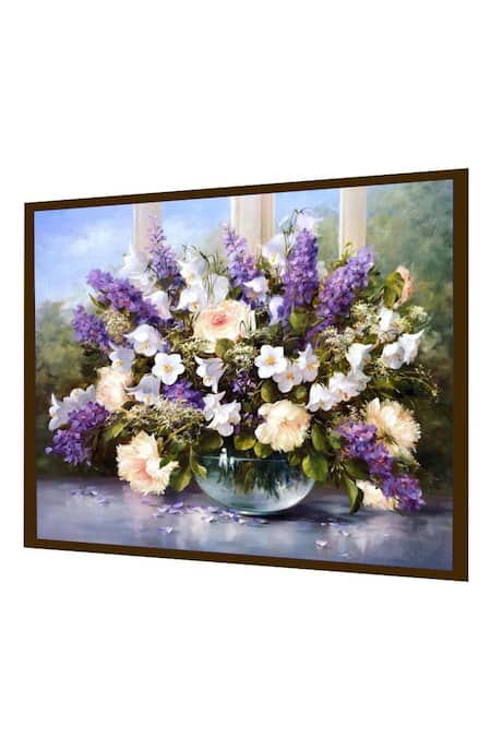 Buy_The Art House_Multi Color Canvas Handmade Abstract Flower Pot Painting_Online_at_Aza_Fashions