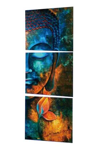 Buy_The Art House_Multi Color Canvas Handmade Abstract Buddha Portrait Painting Set Of 3_Online_at_Aza_Fashions