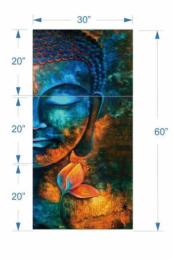 Shop_The Art House_Multi Color Canvas Handmade Abstract Buddha Portrait Painting Set Of 3_Online_at_Aza_Fashions