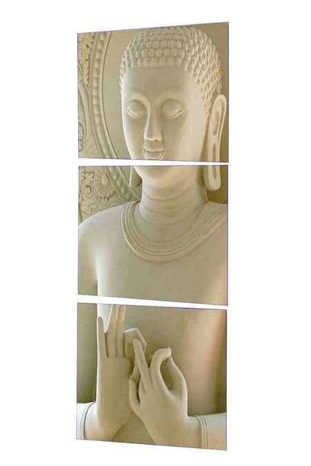 Buy_The Art House_Multi Color Canvas Digital Print Marble Buddha Paintings Set Of 3_Online_at_Aza_Fashions