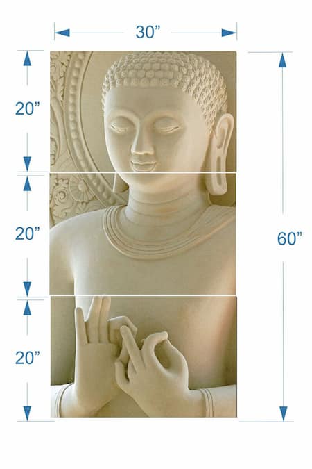 Shop_The Art House_Multi Color Canvas Digital Print Marble Buddha Paintings Set Of 3_Online_at_Aza_Fashions