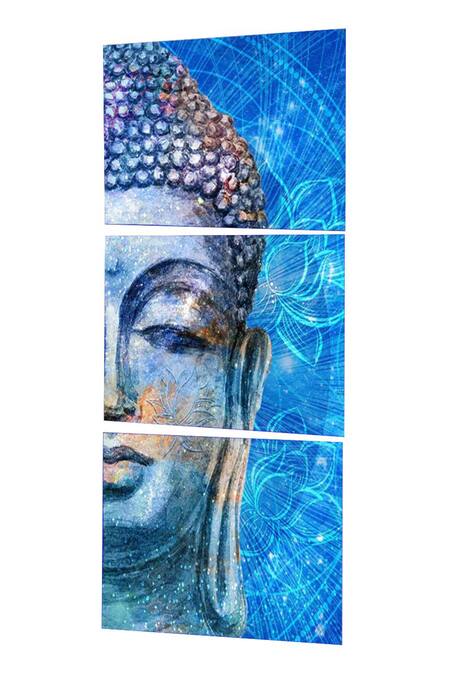 Buy_The Art House_Multi Color Canvas Handmade Abstract Sleeping Buddha Painting Set Of 3_Online_at_Aza_Fashions