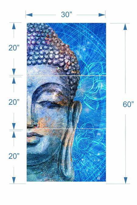 Shop_The Art House_Multi Color Canvas Handmade Abstract Sleeping Buddha Painting Set Of 3_Online_at_Aza_Fashions