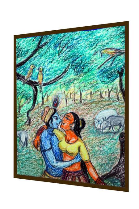 Buy_The Art House_Multi Color Canvas Digital Print Radha Krishna Painting_Online_at_Aza_Fashions