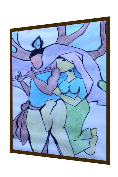 Buy The Art House Multi Color Canvas Digital Print Abstract Radha Krishna Painting Online at Aza Fashions Buy_The Art House_Multi Color Canvas Digital Print Abstract Radha Krishna Painting_Online_at_Aza_Fashions