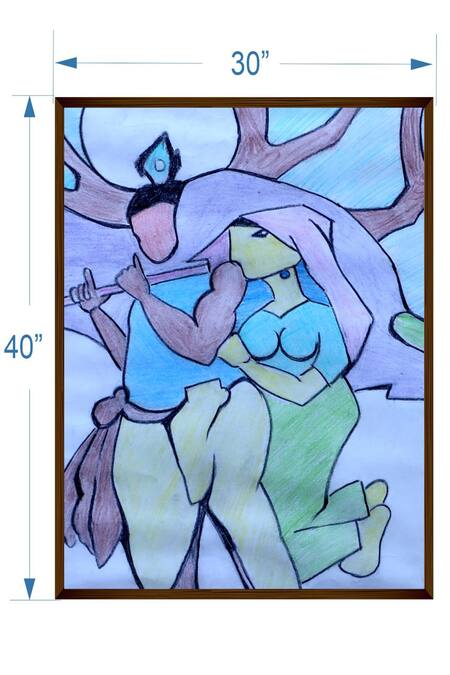 Shop The Art House Multi Color Canvas Digital Print Abstract Radha Krishna Painting Online at Aza Fashions Shop_The Art House_Multi Color Canvas Digital Print Abstract Radha Krishna Painting_Online_at_Aza_Fashions