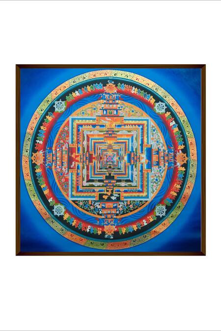 The Art House_Multi Color Canvas Digital Print Tibetan Buddhist Kalachakra Mandala Painting_Online_at_Aza_Fashions