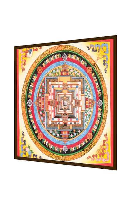 Buy_The Art House_Multi Color Canvas Handmade Kalachakra Mandala Painting_Online_at_Aza_Fashions