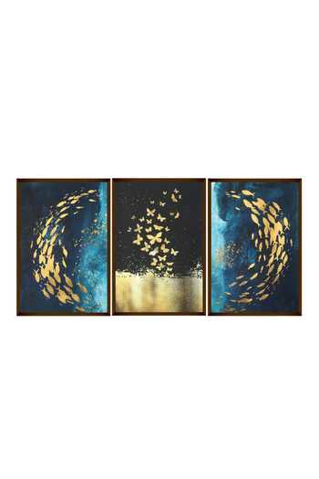 The Art House Multi Color Canvas Digital Print Fish And Butterfly Motif Painting Set Of 3 Online at Aza Fashions The Art House_Multi Color Canvas Digital Print Fish And Butterfly Motif Painting Set Of 3_Online_at_Aza_Fashions
