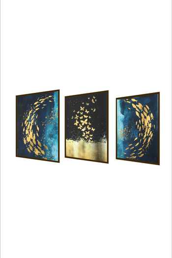 Shop The Art House Multi Color Canvas Digital Print Fish And Butterfly Motif Painting Set Of 3 Online at Aza Fashions Shop_The Art House_Multi Color Canvas Digital Print Fish And Butterfly Motif Painting Set Of 3_Online_at_Aza_Fashions