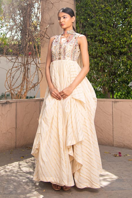 Soniya G Ivory Handloom , Sequins, Beads Layered Anarkali With Dupatta Online at Aza Fashions Soniya G_Ivory Handloom , Sequins, Beads Layered Anarkali With Dupatta _Online_at_Aza_Fashions