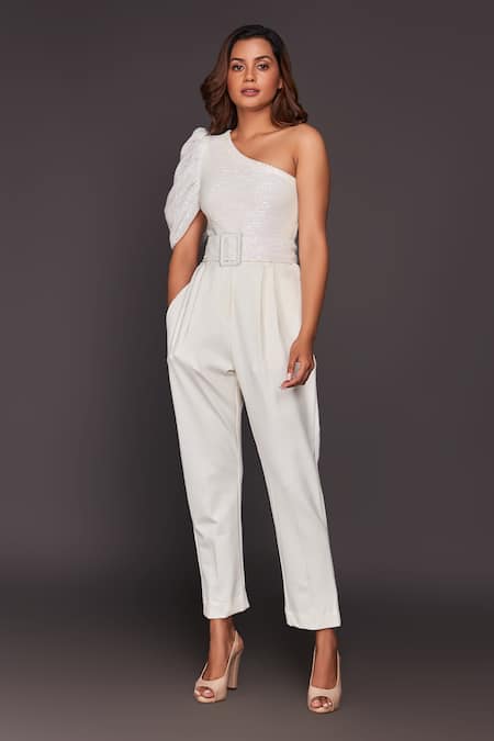 Deepika Arora One Shoulder Bodysuit & Pant Set 