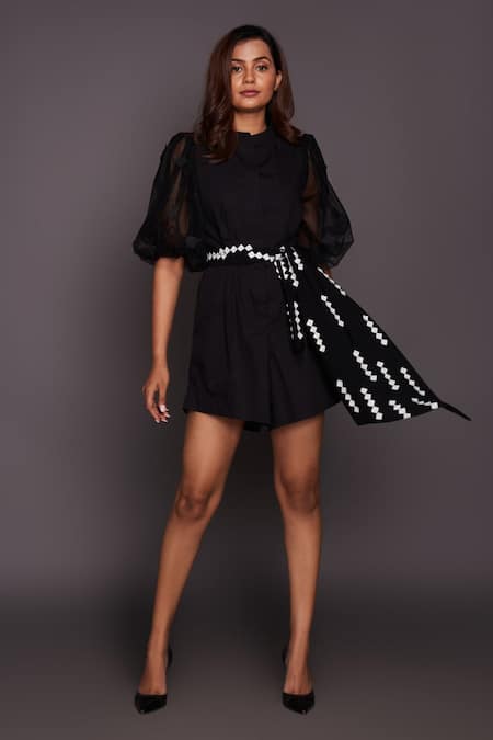 Deepika Arora Puff Sleeve Playsuit With Belt 