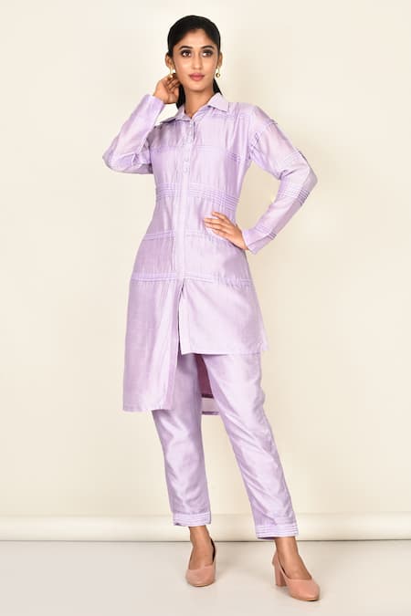 Khwaab by Sanjana Lakhani Lavender Asymmetric Kurta & Pant Set 