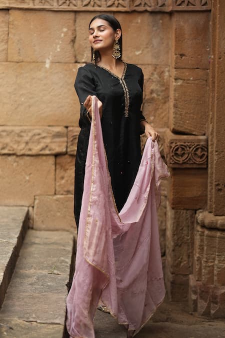 Chanderi Silk Printed Pink Kurti Pant Dupatta Set, Size: M, 120GSM at Rs  2095/set in Mumbai