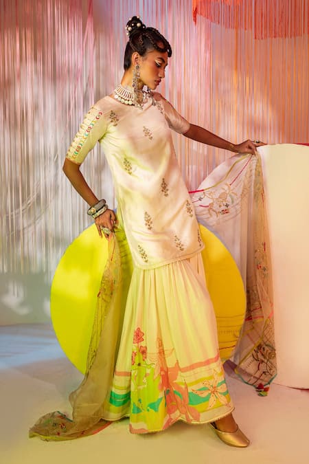 Rajiramniq Silk Kurta Gharara Set 