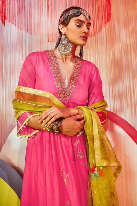 Rajiramniq Silk Anarkali Palazzo Set 