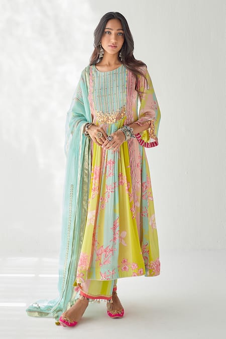 Rajiramniq Floral Print Kurta Palazzo Set 