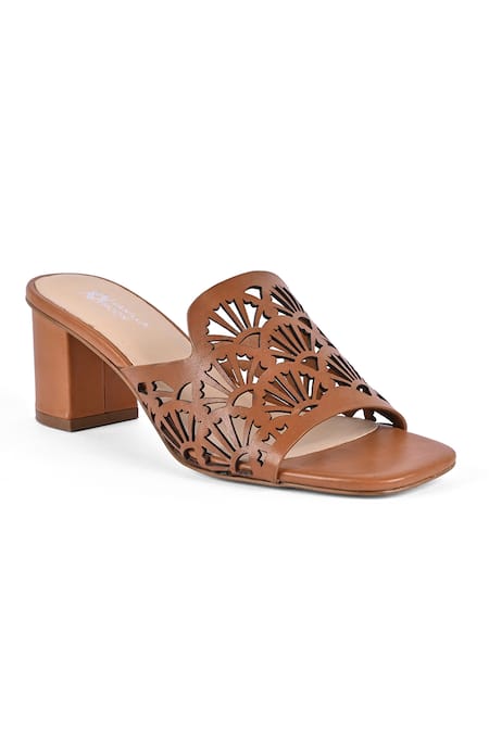 Vanilla Moon Brown Dallas Laser Cut Block Heels 