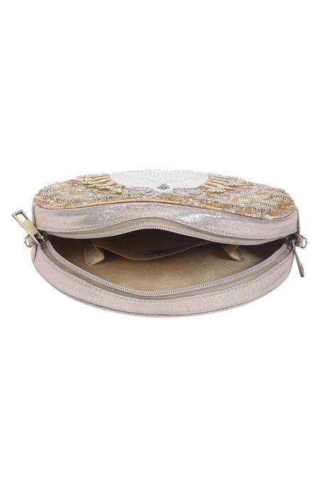 The Purple Sack_Silver Embroidery Circular Sling Bag _at_Aza_Fashions