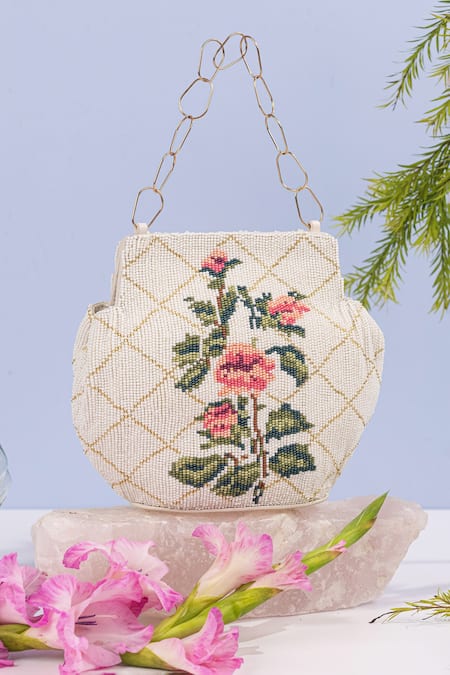 The Leather Garden Dandelion Beaded Potli Bag 