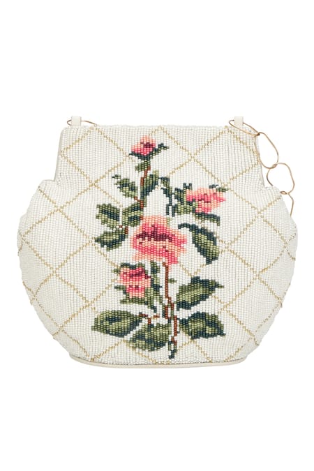 The Leather Garden Dandelion Beaded Potli Bag 