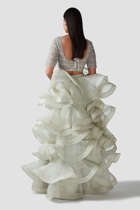 Swati Narula Dania Pre-Draped Ruffle Saree With Blouse 