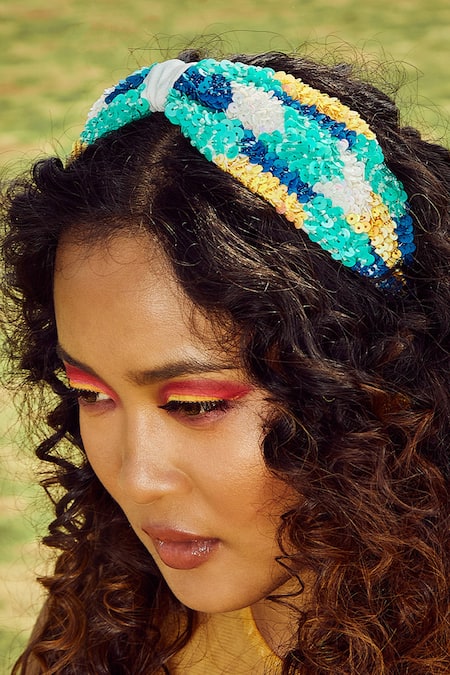 Babita Malkani Multi Color Embellished Turban Headband 
