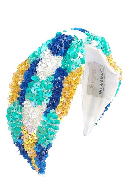 Babita Malkani_Multi Color Sequins Embellished Turban Headband _Online_at_Aza_Fashions