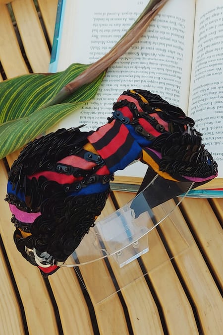 Shop_Babita Malkani_Multi Color Sequins Striped Headband _Online_at_Aza_Fashions