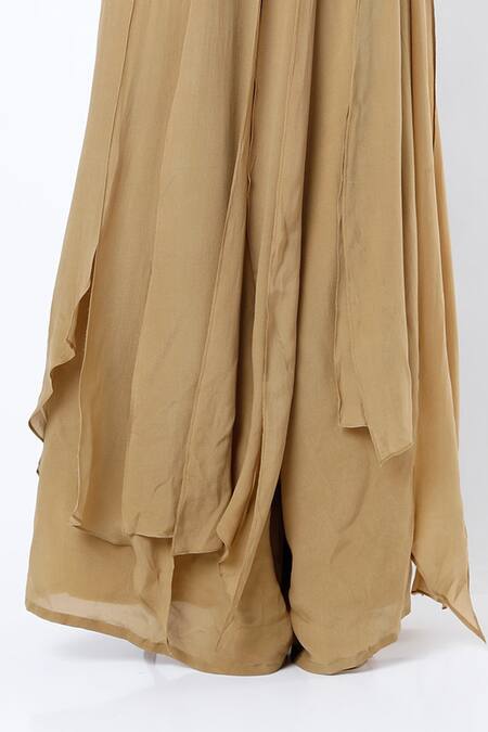 Shop Deme By Gabriella Yellow Crepe Silk Sweetheart Neck Draped Top And Palazzo Set Online at Aza Fashions Shop_Deme By Gabriella_Yellow Crepe Silk Sweetheart Neck Draped Top And Palazzo Set _Online_at_Aza_Fashions