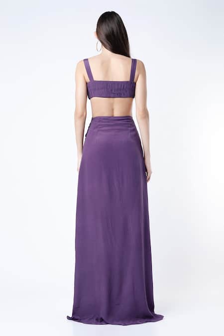 Deme By Gabriella Slit Draped Gown 