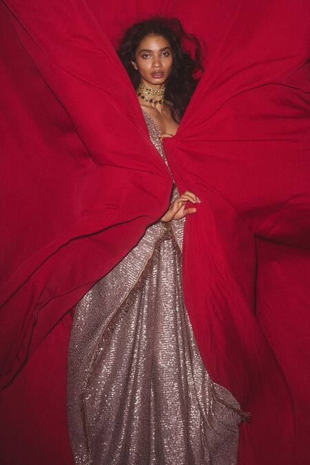 Buy_Deme X Kalki_Pink Fabric V Neck Kaftan_Online_at_Aza_Fashions