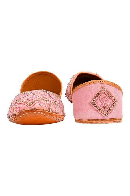 Buy_Label Deepti Bajaj_Pink Embellished Juttis _Online_at_Aza_Fashions