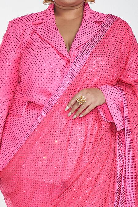 Itrh Pink And Organza Lining Butter Blazer Pant Set With Dupatta at Aza Fashions Itrh_Pink And Organza Lining Butter Blazer Pant Set With Dupatta_at_Aza_Fashions