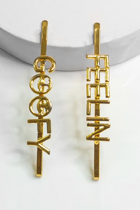 Hair Drama Co Gold Slogan Hair Pins Set Of 2