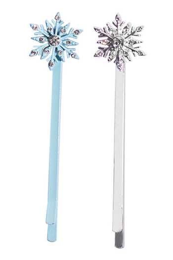 Hair Drama CO_Blue Crystals Frozen Snowflakes Hair Pins Set Of 2_Online_at_Aza_Fashions
